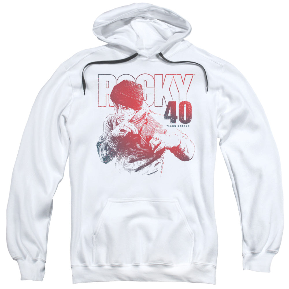 Rocky 40 Years Strong Mens Hoodie White