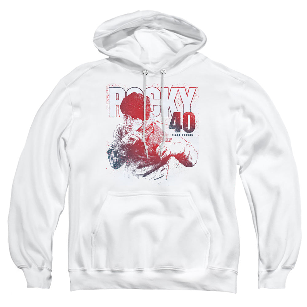 Rocky 40 Years Strong Mens Hoodie White