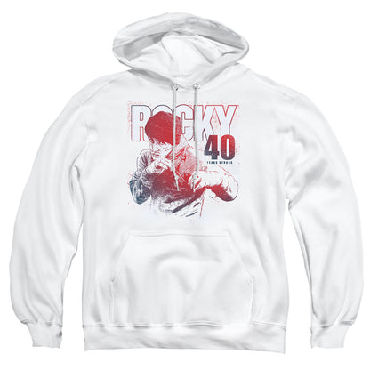 Rocky 40 Years Strong Mens Hoodie White
