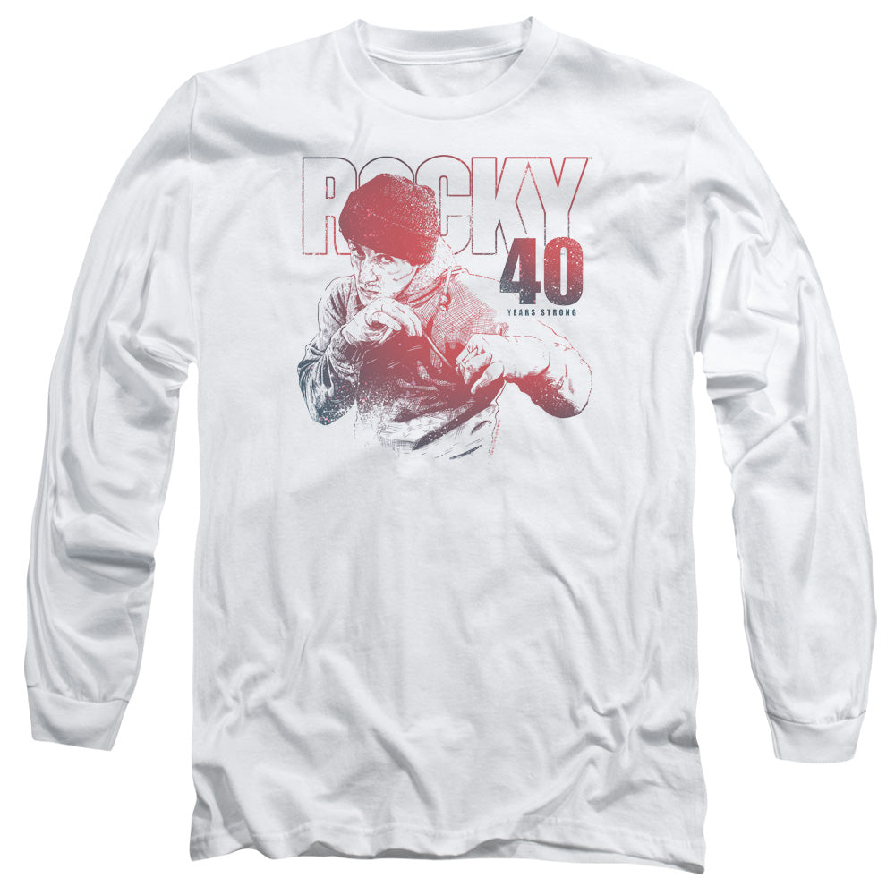 Rocky 40 Years Strong Mens Long Sleeve Shirt White