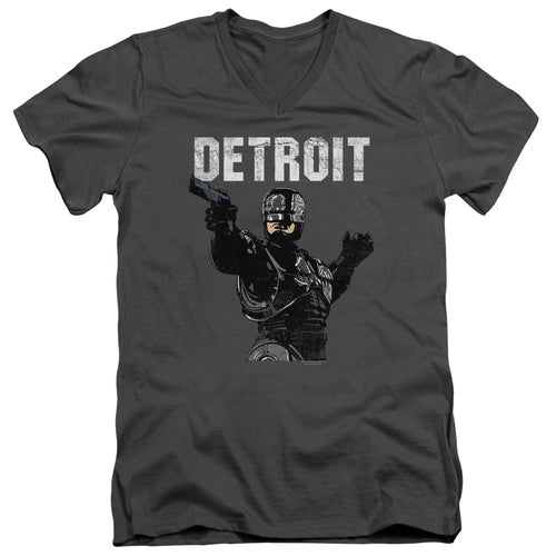 Robocop Detroit Mens Slim Fit V Neck T Shirt Charcoal