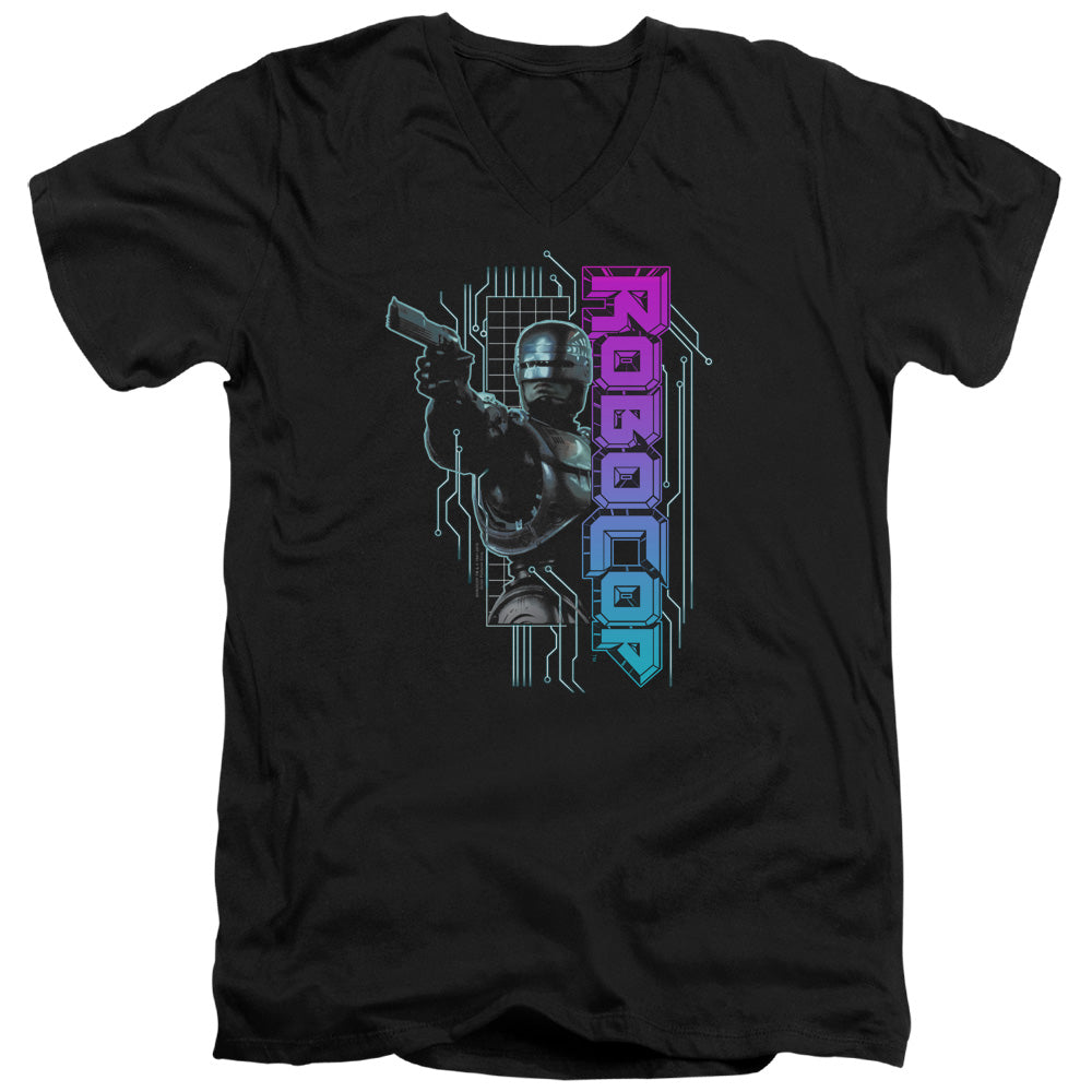 Robocop Robo Neon Mens Slim Fit V Neck T Shirt Black