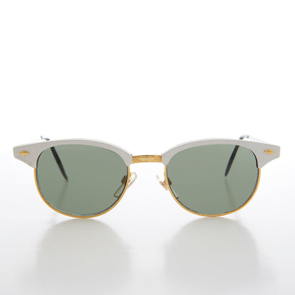 Sleek Silver Half Frame Vintage Sunglass - Minsky