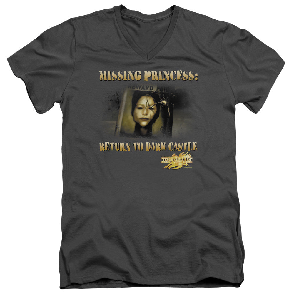 Mirrormask Missing Princess Mens Slim Fit V-Neck T Shirt Charcoal