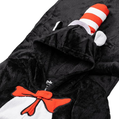 Officially Licensed Kids Youth Seuss Cat in Hall Halloween Cosplay Costume Fleece Jumpsuit