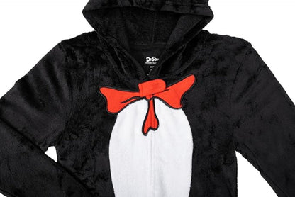 Officially Licensed Kids Youth Seuss Cat in Hall Halloween Cosplay Costume Fleece Jumpsuit