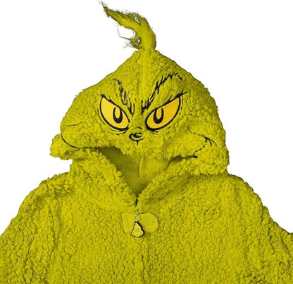 Youth Kids Toddler Grinch Sherpa Union Suit Pajamas Halloween Cosplay Costume