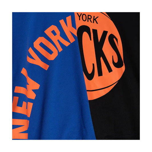 New York Knicks - Mitchell and Ness Womens Big Face Crew Sweater Black Blue
