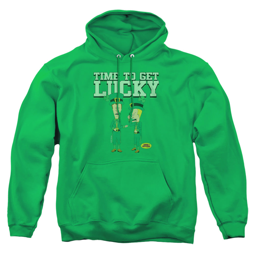 Beavis And Butthead St. Patrick'S Day Getting Lucky Mens Hoodie Kelly Green