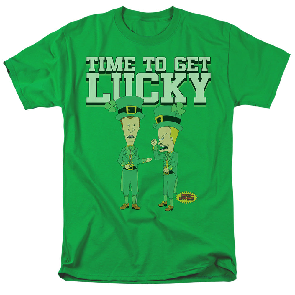 Beavis And Butthead St. Patrick'S Day Getting Lucky Mens T Shirt Kelly Green