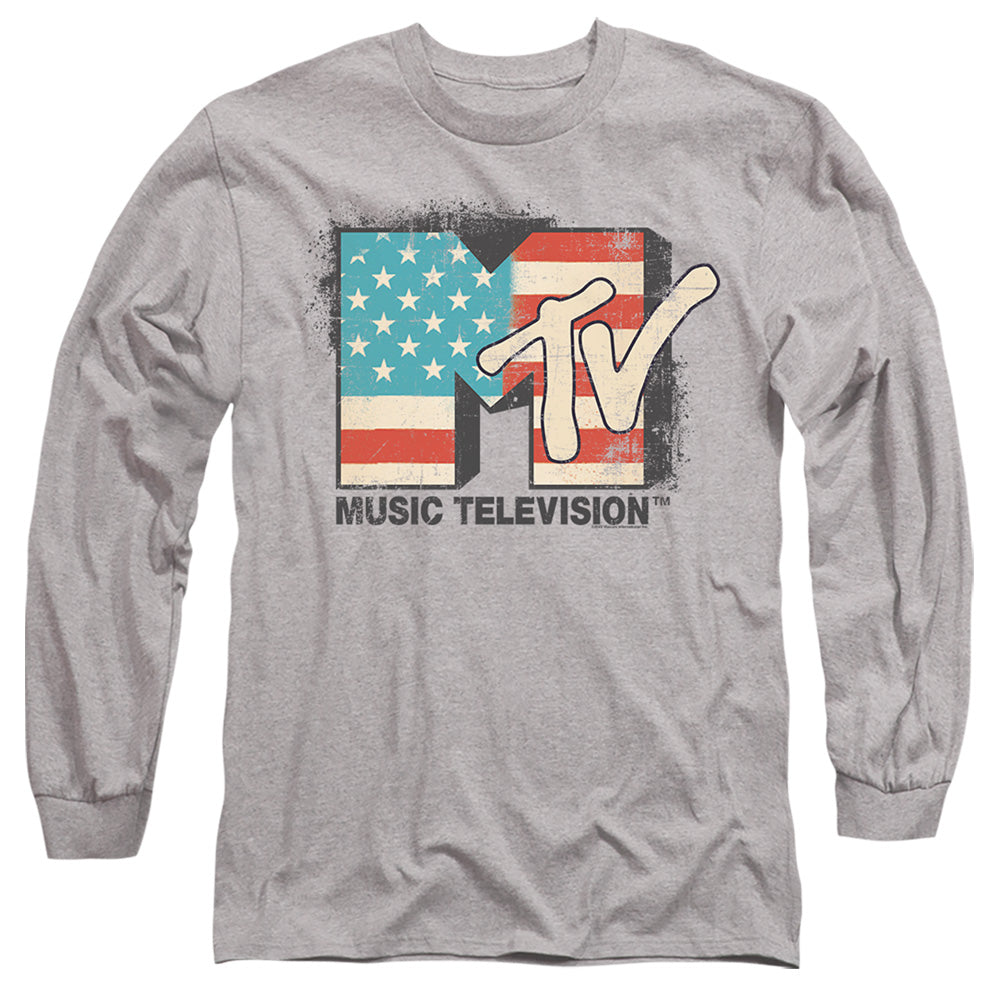 Mtv American Logo Mens Long Sleeve Shirt Athletic Heather