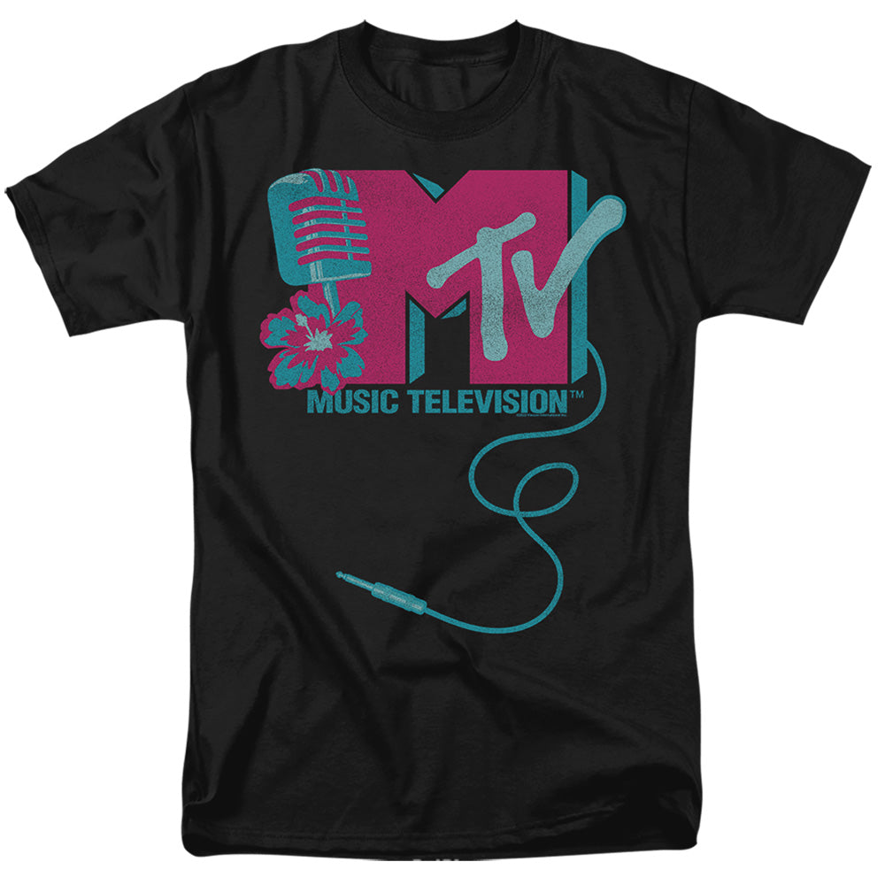 Mtv Microphone Logo Mens T Shirt Black