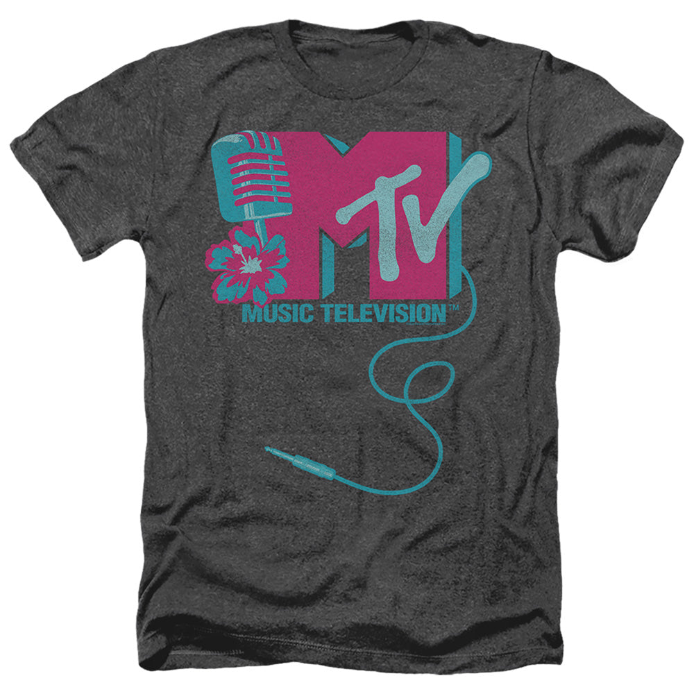 Mtv Microphone Logo Heather Mens T Shirt Black