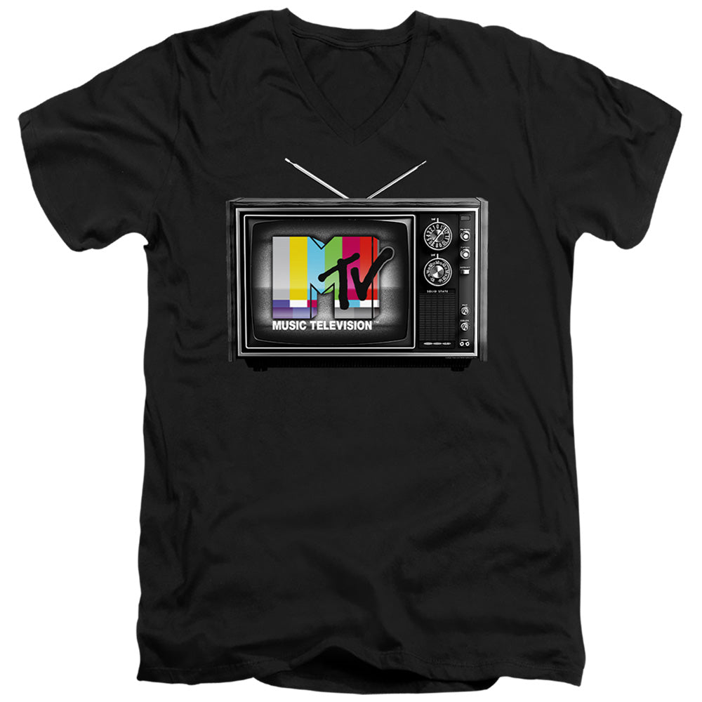 Mtv Mtv Tv Mens Slim Fit V-Neck T Shirt Black