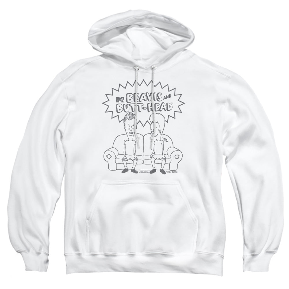 Beavis And Butthead Couch Logo Mens Hoodie White