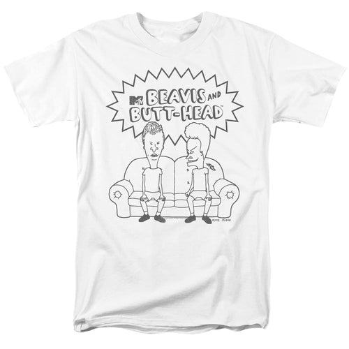Beavis And Butthead Couch Logo Mens T Shirt White