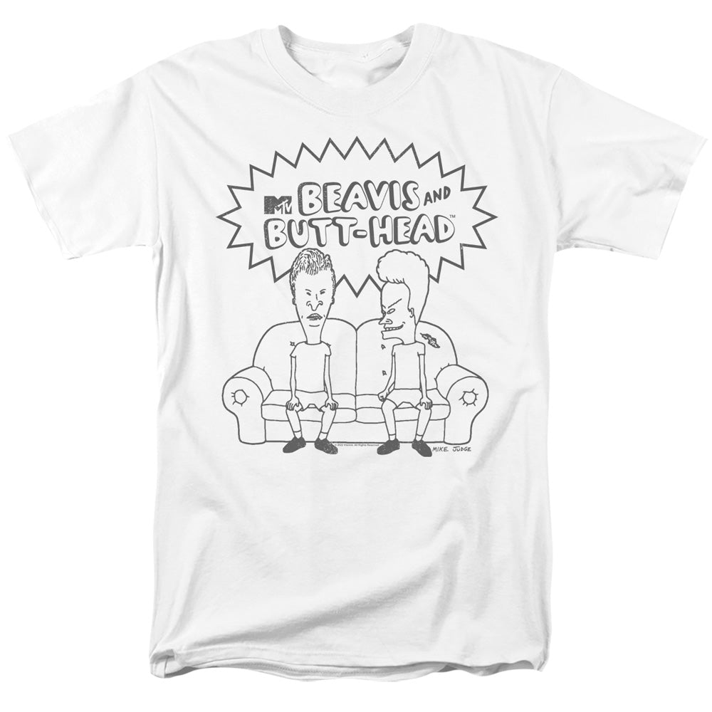 Beavis And Butthead Couch Logo Mens T Shirt White