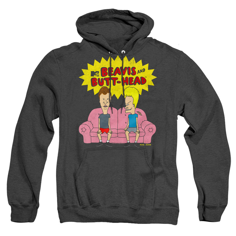 Beavis And Butthead Couch Logo Og Heather Mens Hoodie Black