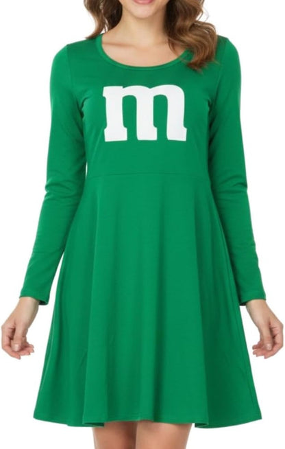 M Team Long Sleeve Women’s Adult Costume Dress Fun Halloween Cosplay Outfit in Multiple Colors