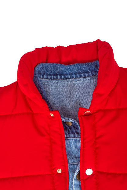Marty McFly Denim Shirt and Red Puffy Vest Halloween Costume Cosplay