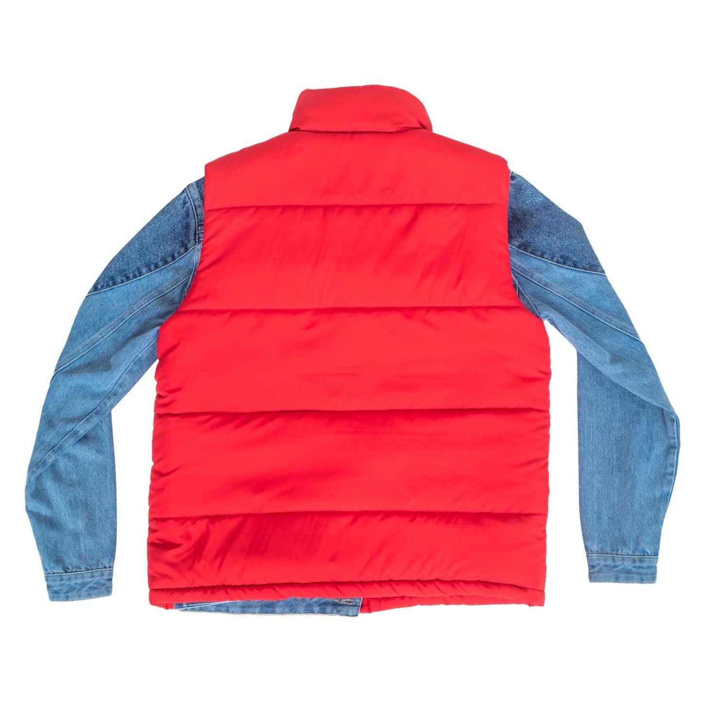 Marty McFly Denim Shirt and Red Puffy Vest Halloween Costume Cosplay
