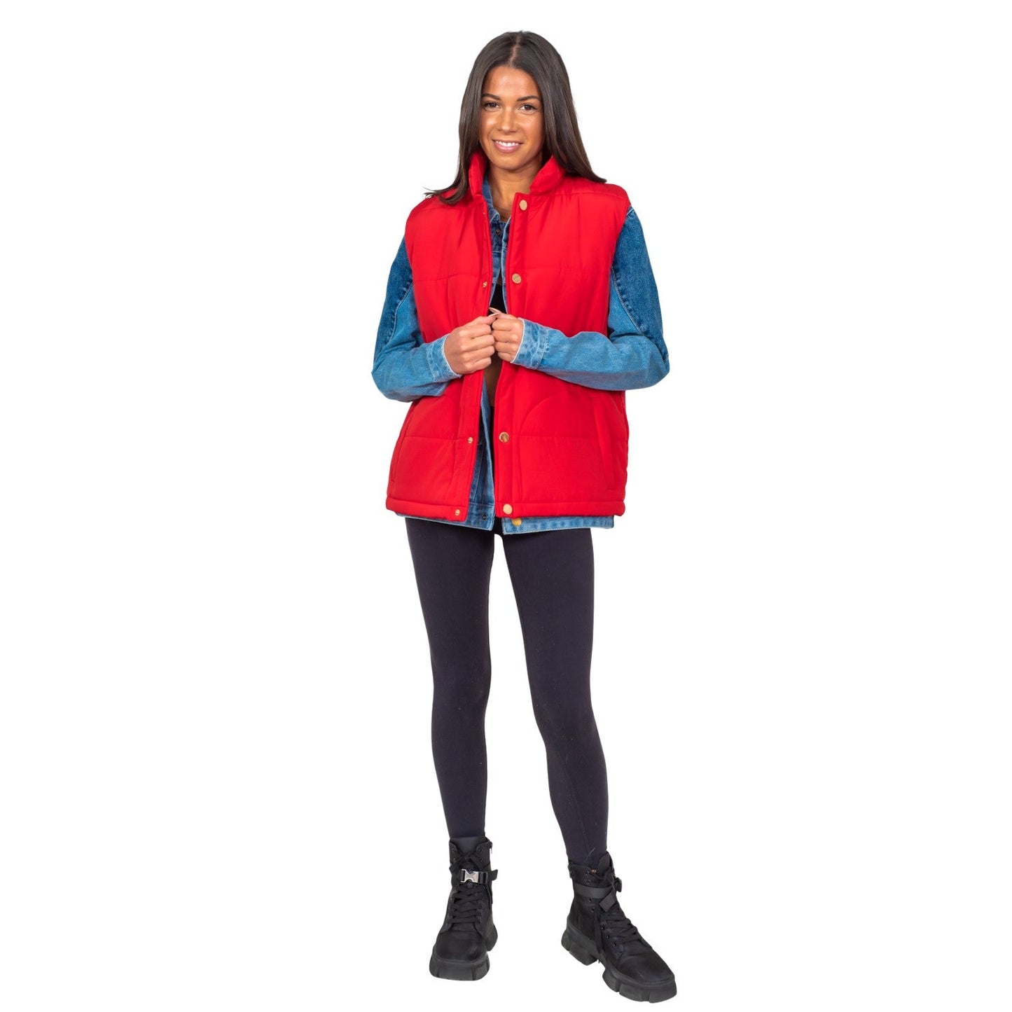 Marty McFly Denim Shirt and Red Puffy Vest Halloween Costume Cosplay