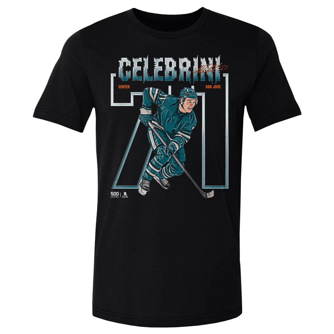 Macklin Celebrini San Jose Number Outline WHT