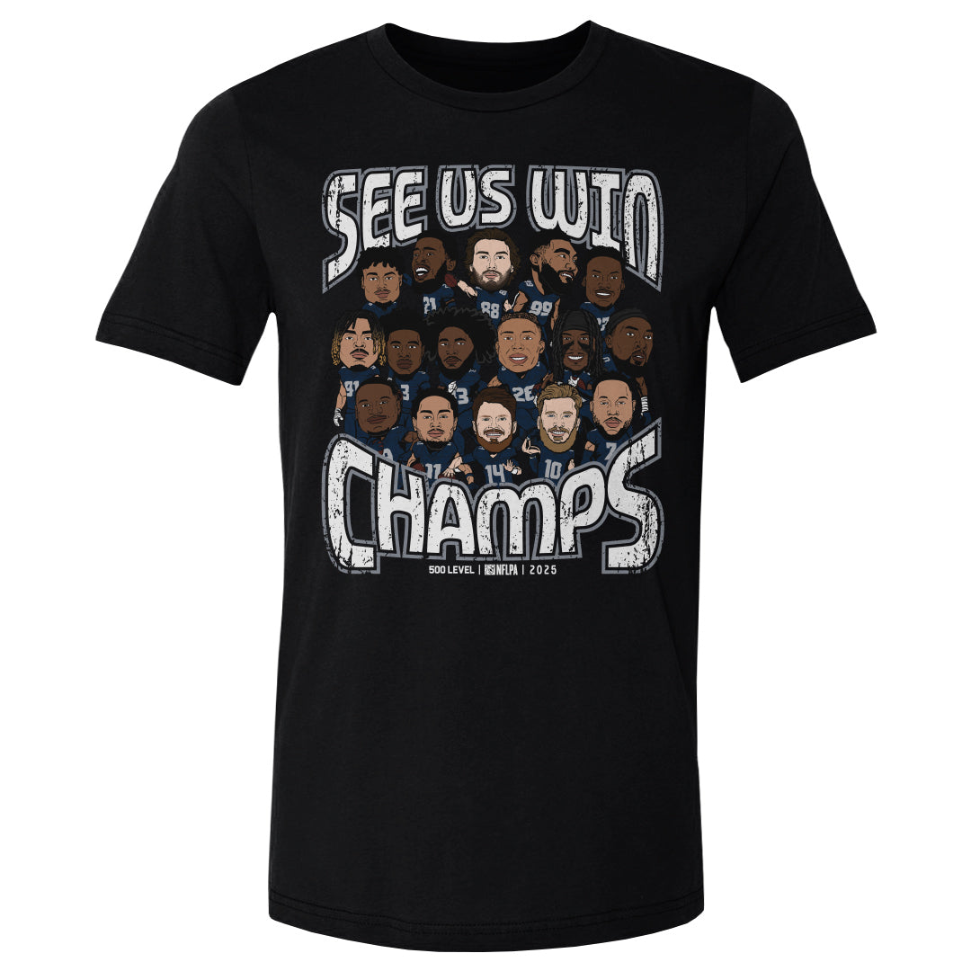 Seattle Football 2025 Champs Cartoon WHT