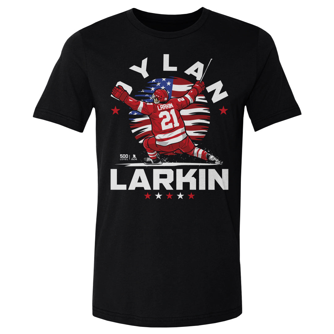 Dylan Larkin Detroit USA Flag Celebration WHT