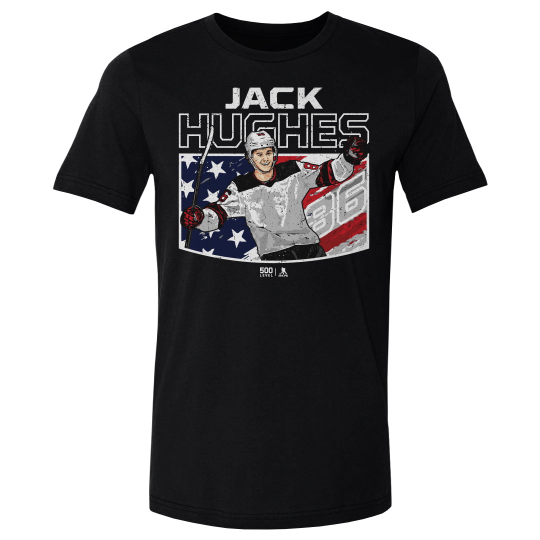 Jack Hughes New Jersey American Flag WHT