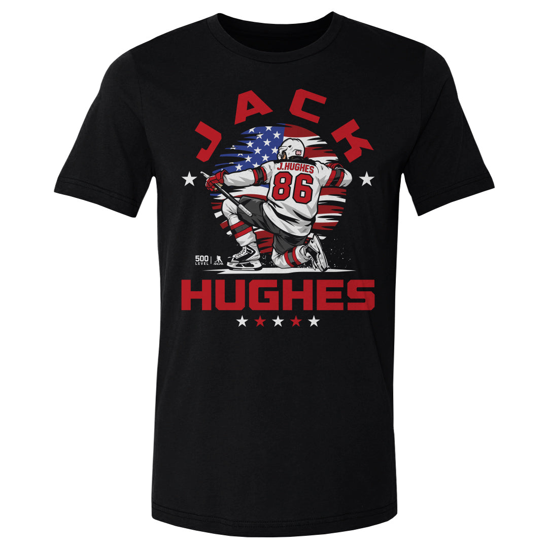 Jack Hughes New Jersey USA Flag Celebration WHT