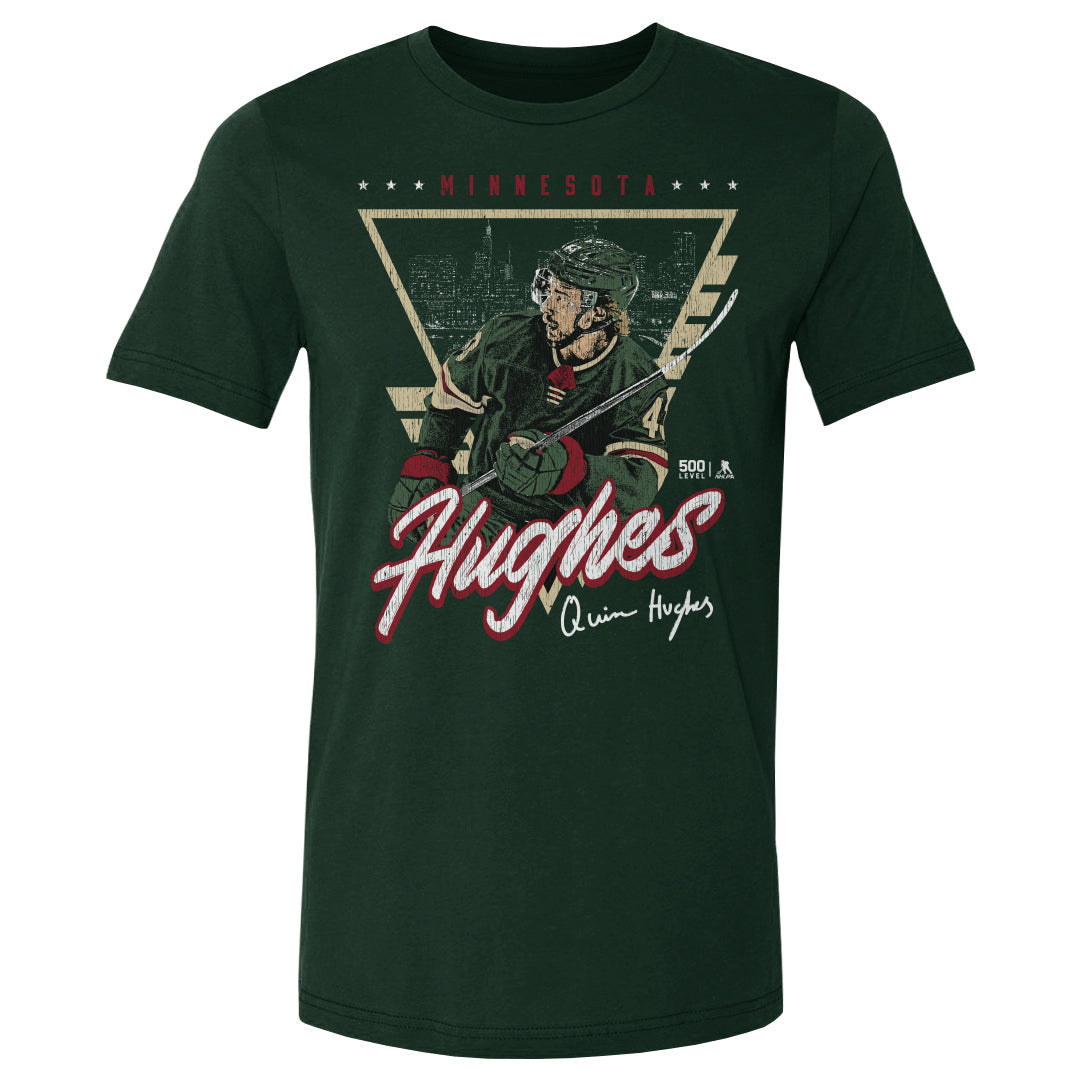 Quinn Hughes Minnesota Triangle Retro WHT