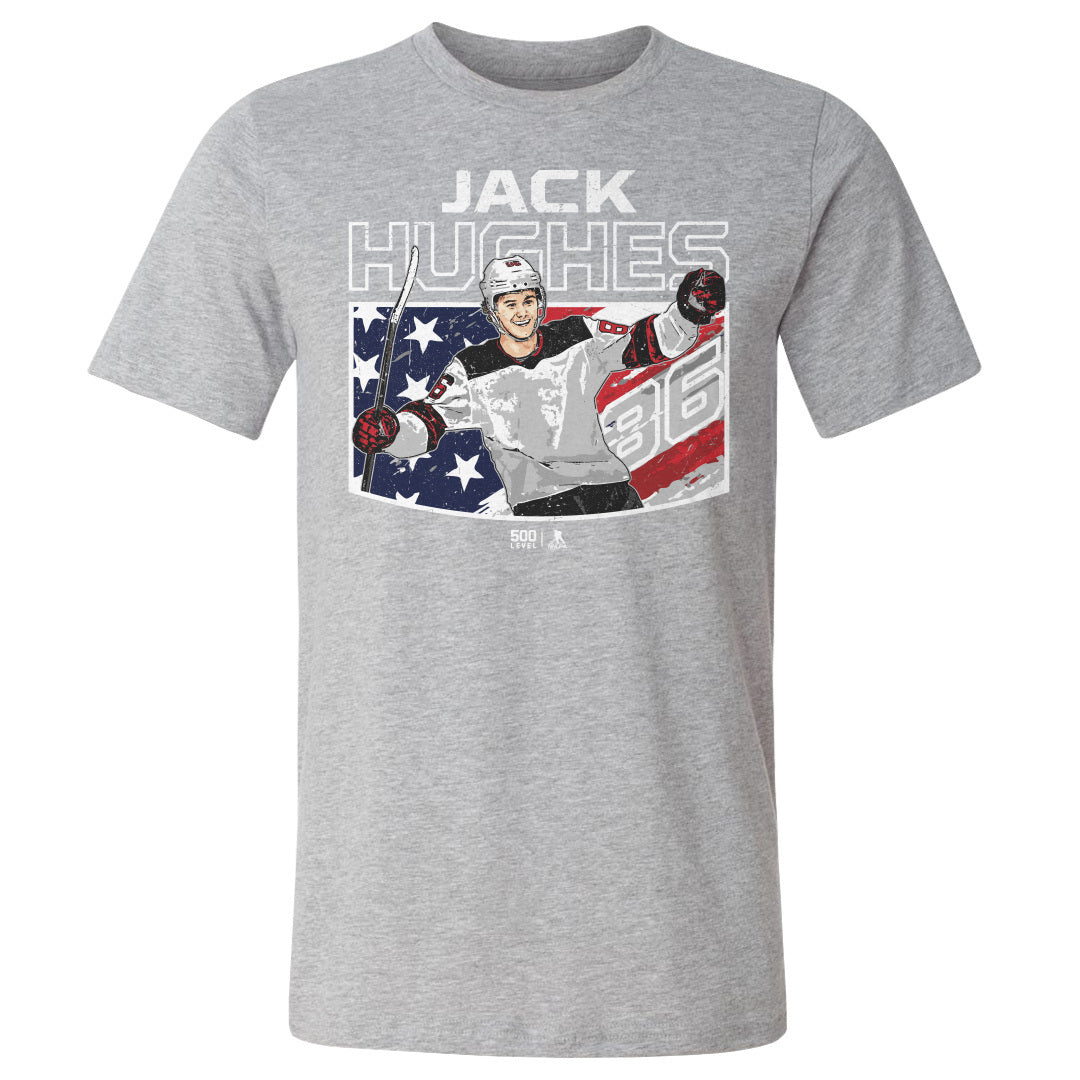 Jack Hughes New Jersey American Flag WHT
