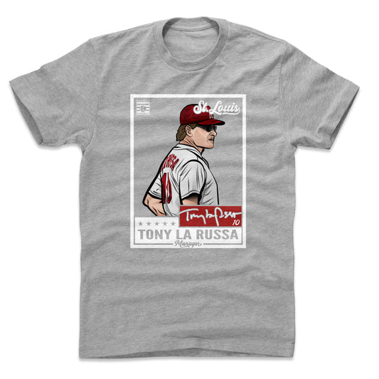 Tony La Russa Throwback Card WHT Mens T Shirt 500 Level Officially Licensed Fan Gear