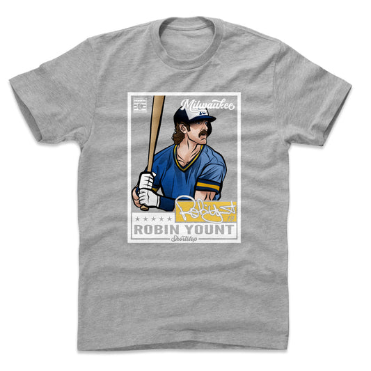 Robin Yount Throwback Card WHT Mens T Shirt 500 Level Officially Licensed Fan Gear