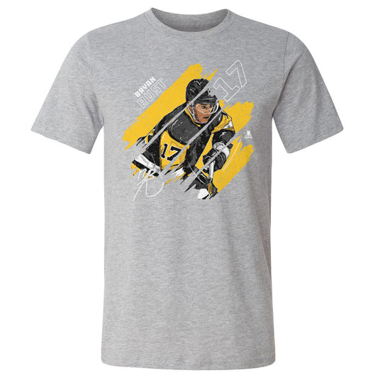 Bryan Rust Pittsburgh Stripes WHT Mens T Shirt 500 Level Officially Licensed Fan Gear