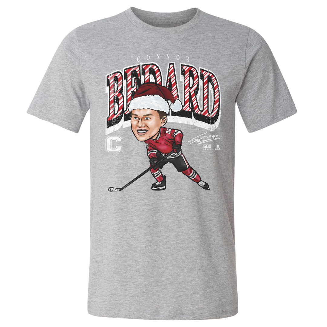 Connor Bedard Chicago Cartoon Santa Hat WHT