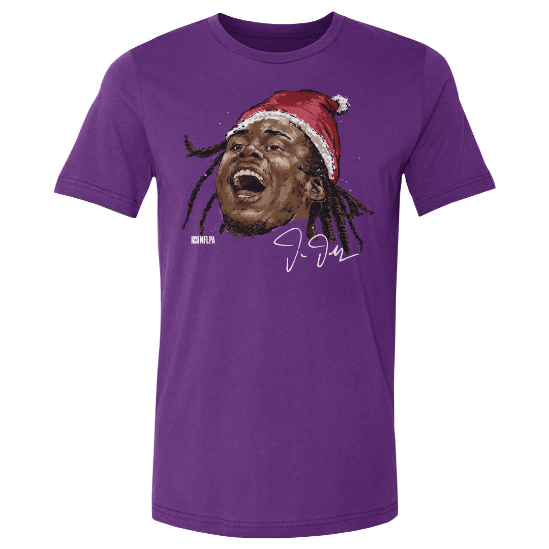 Justin Jefferson Minnesota Portrait Santa Hat WHT