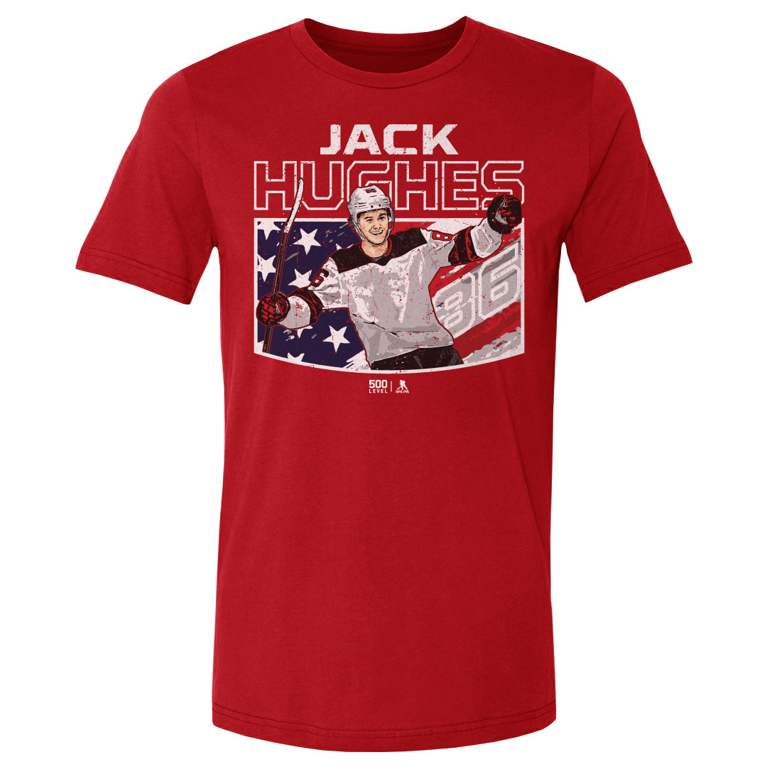 Jack Hughes New Jersey American Flag WHT