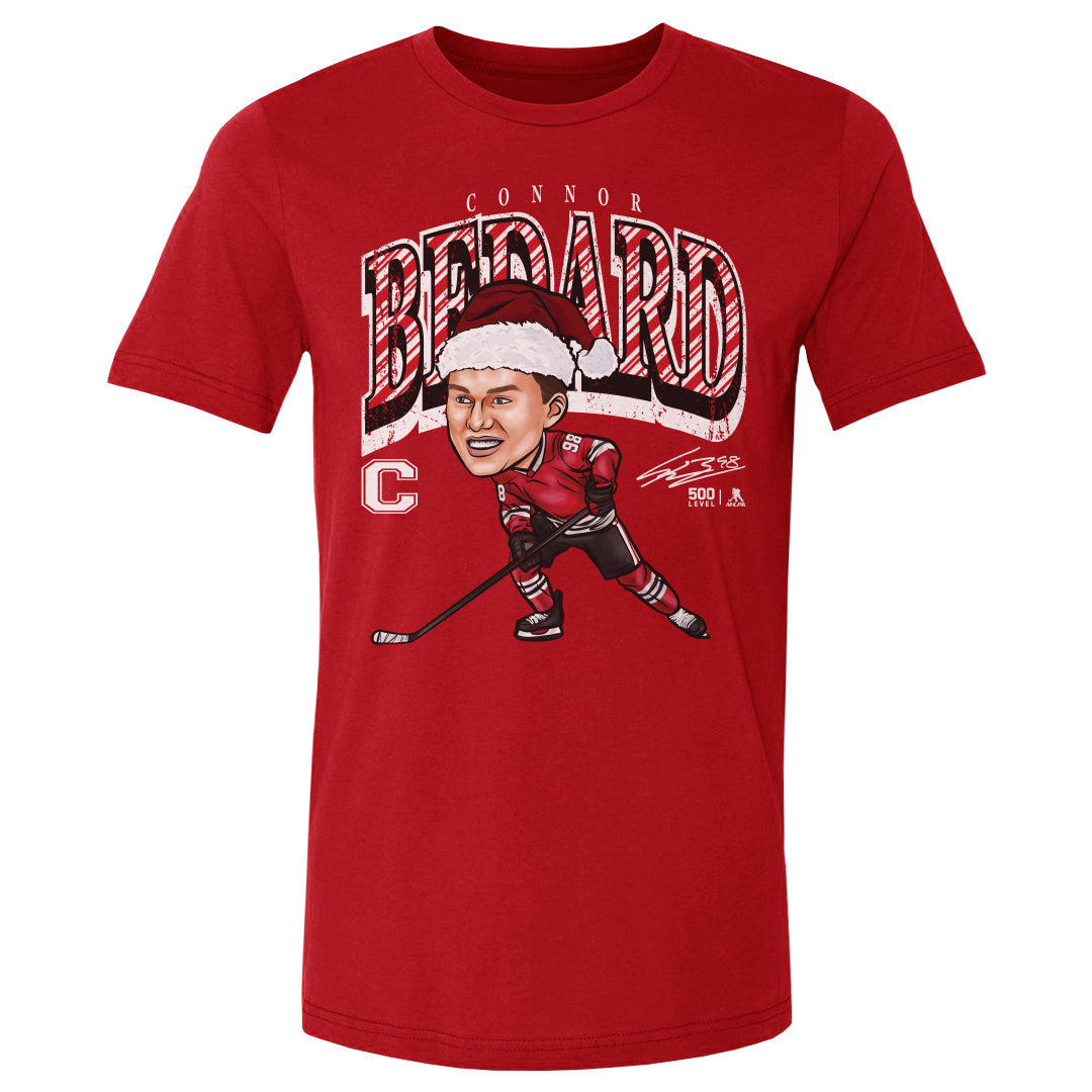 Connor Bedard Chicago Cartoon Santa Hat WHT