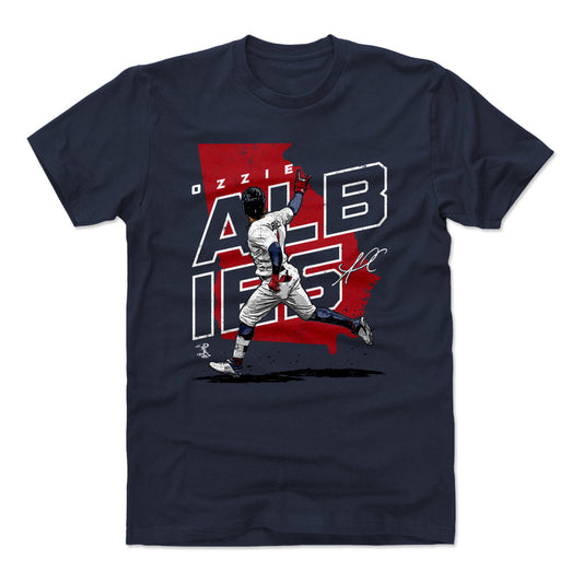 Ozzie Albies Player Map R WHT Mens T Shirt 500 Level Officially Licensed Fan Gear