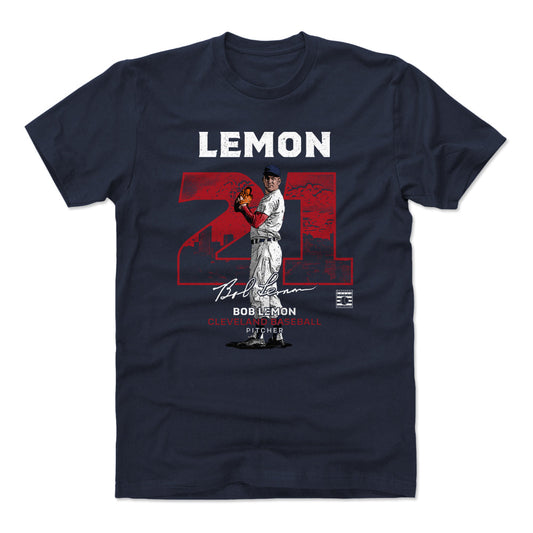 Bob Lemon Throwback Number WHT Mens T Shirt 500 Level Officially Licensed Fan Gear