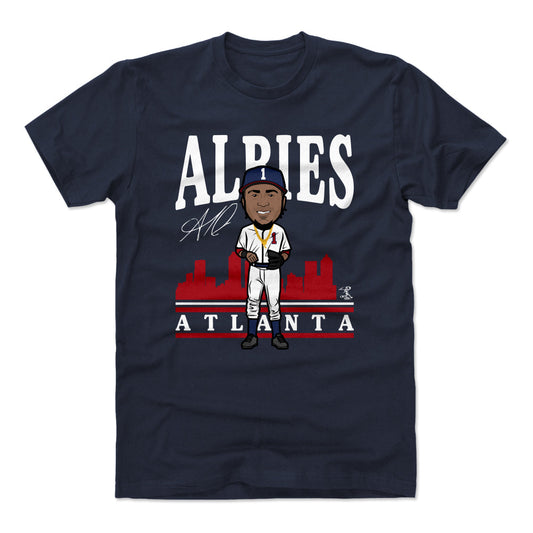 Ozzie Albies Toon R WHT Mens T Shirt 500 Level Officially Licensed Fan Gear
