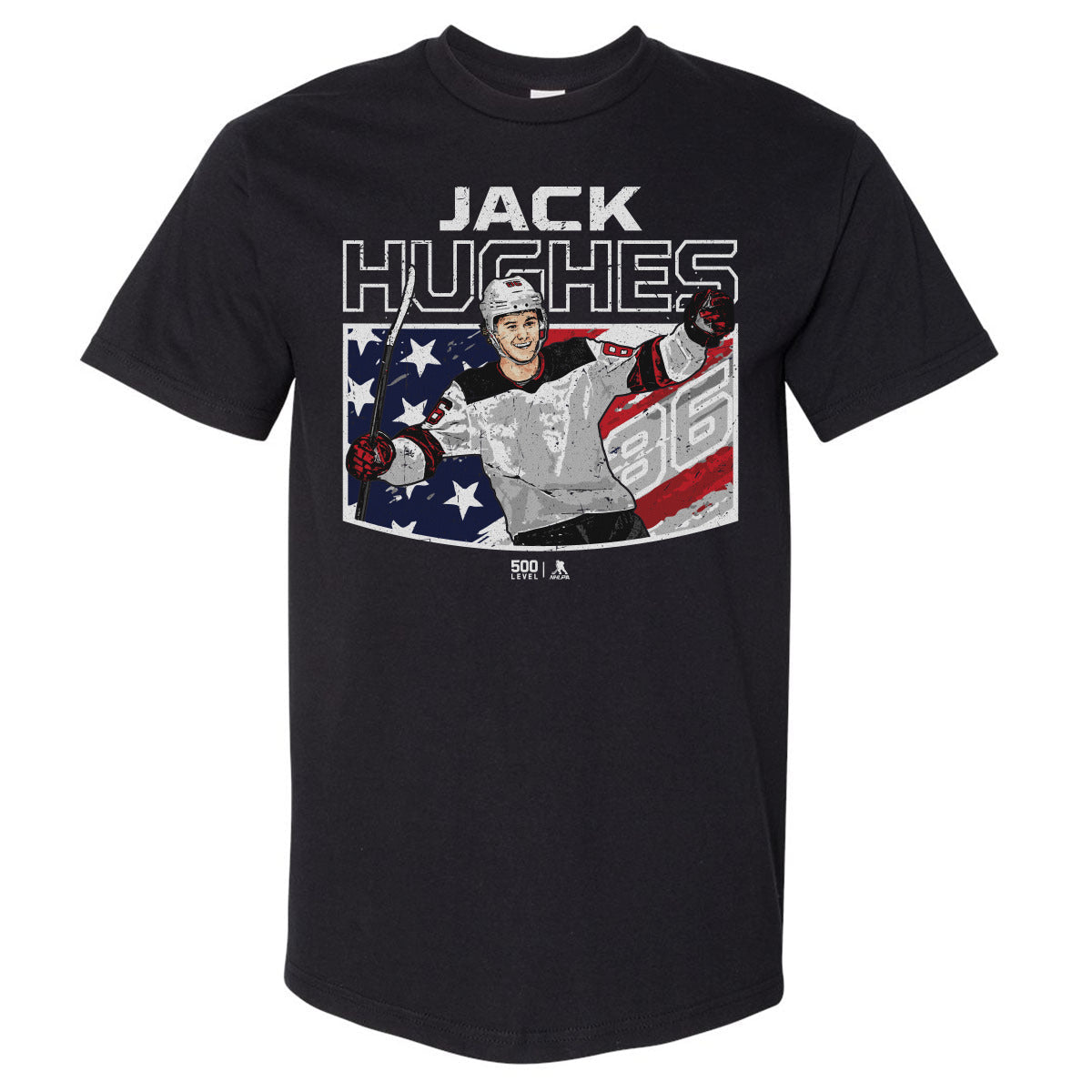 Jack Hughes New Jersey American Flag WHT