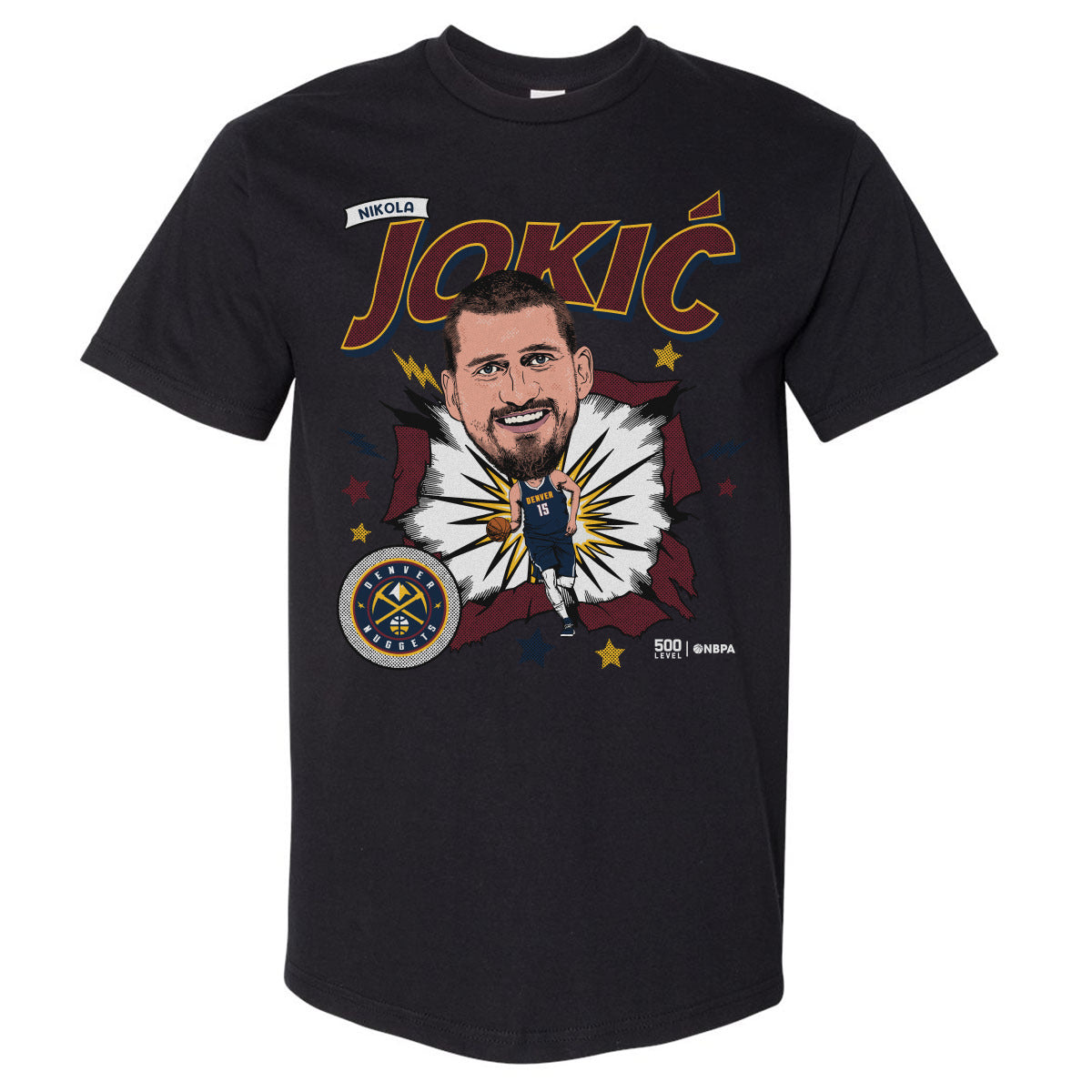 Nikola Jokic Denver Nuggets Caricature Retro WHT