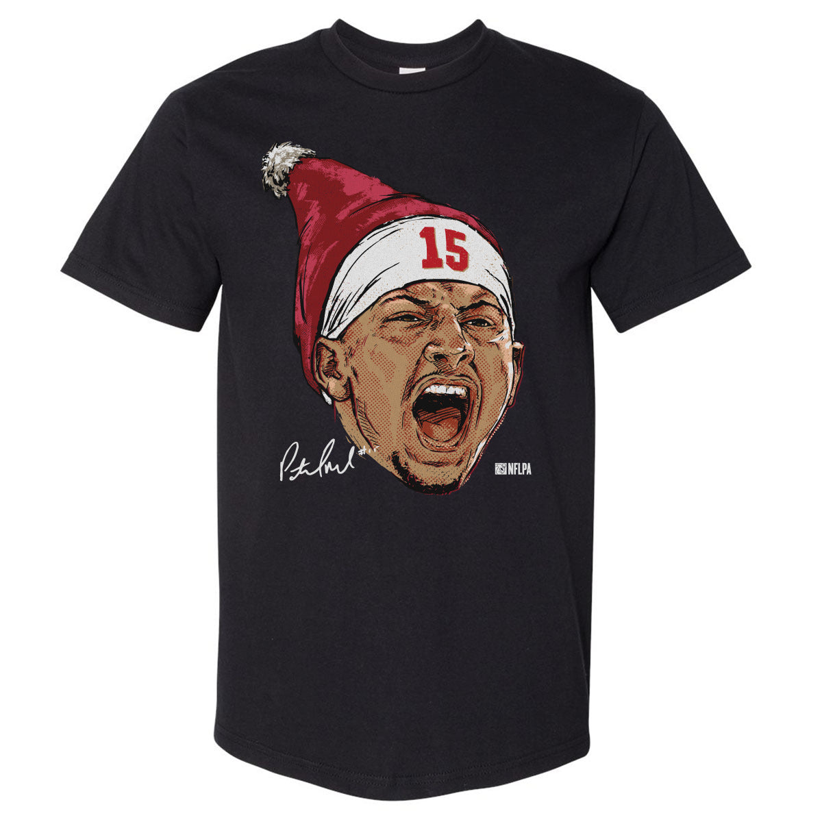 Patrick Mahomes Kansas City Portrait Santa Hat WHT