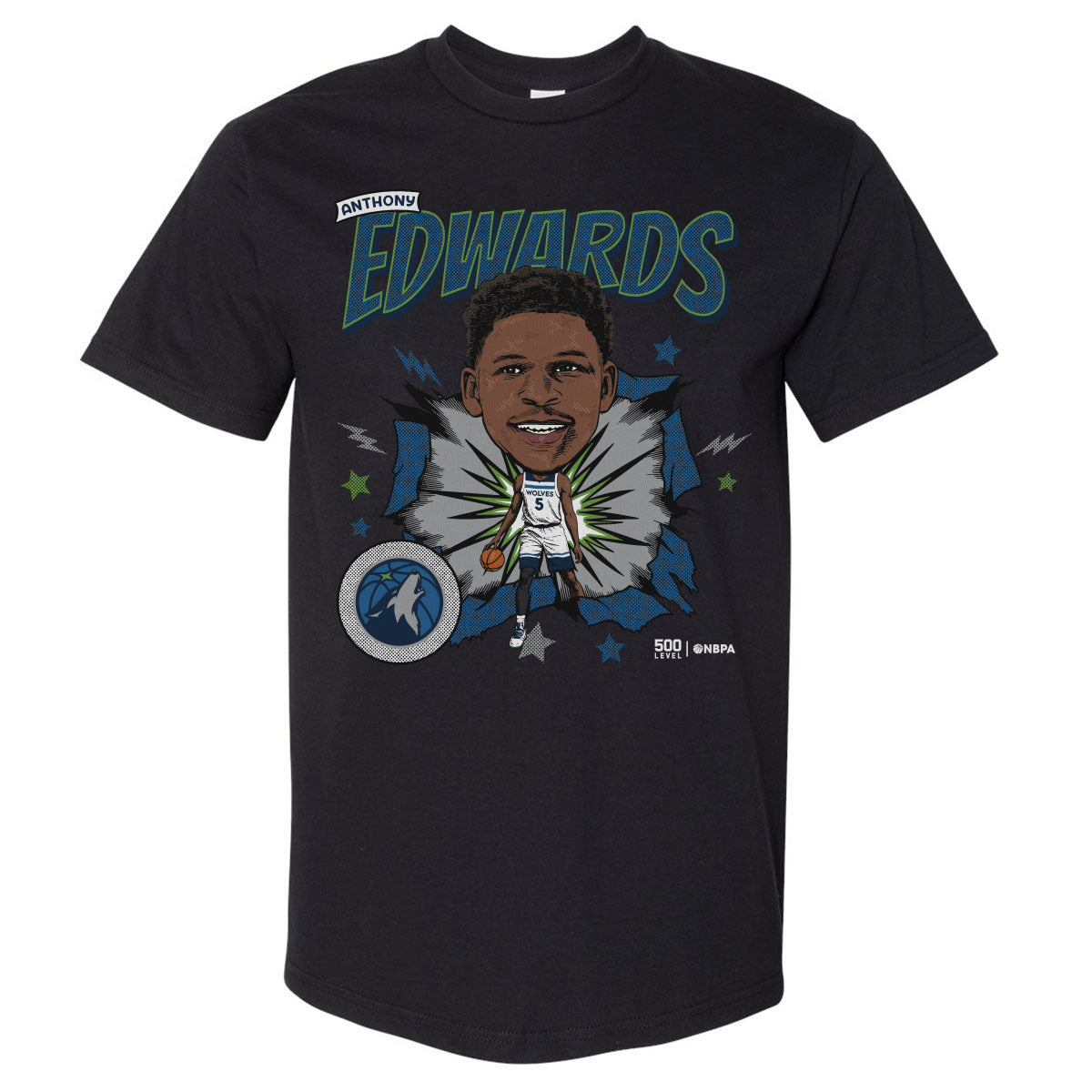Anthony Edwards Minnesota Timberwolves Caricature Retro WHT