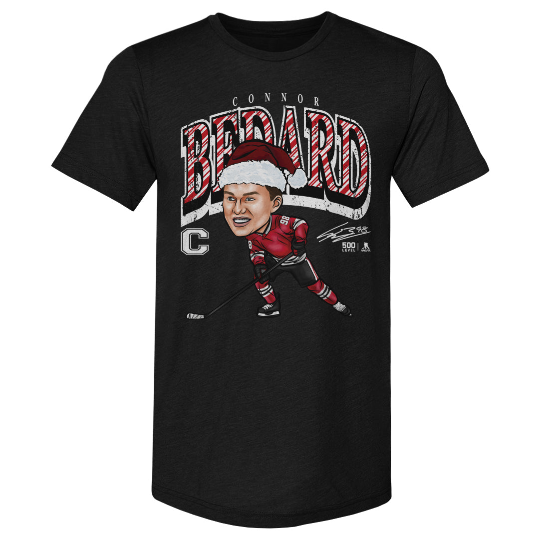 Connor Bedard Chicago Cartoon Santa Hat WHT
