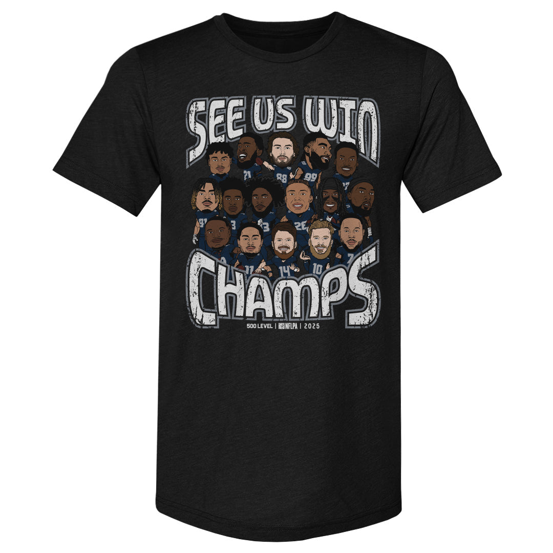 Seattle Football 2025 Champs Cartoon WHT
