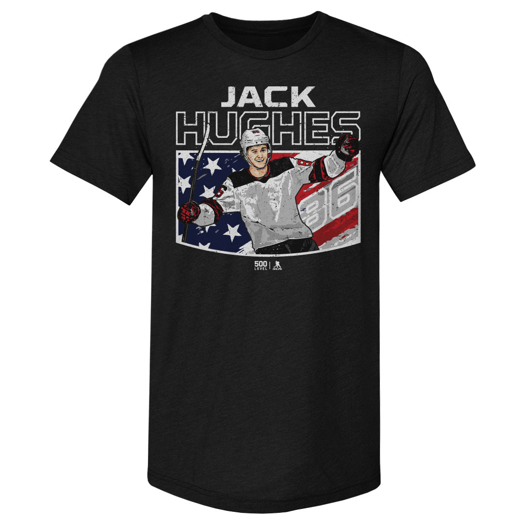 Jack Hughes New Jersey American Flag WHT